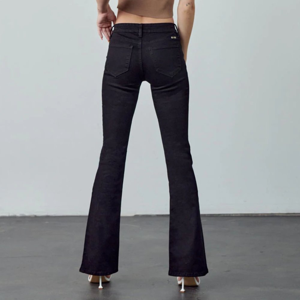 KanCan Ilene Mid Rise Flare Jeans Black SZ 30 - Picture 3 of 11